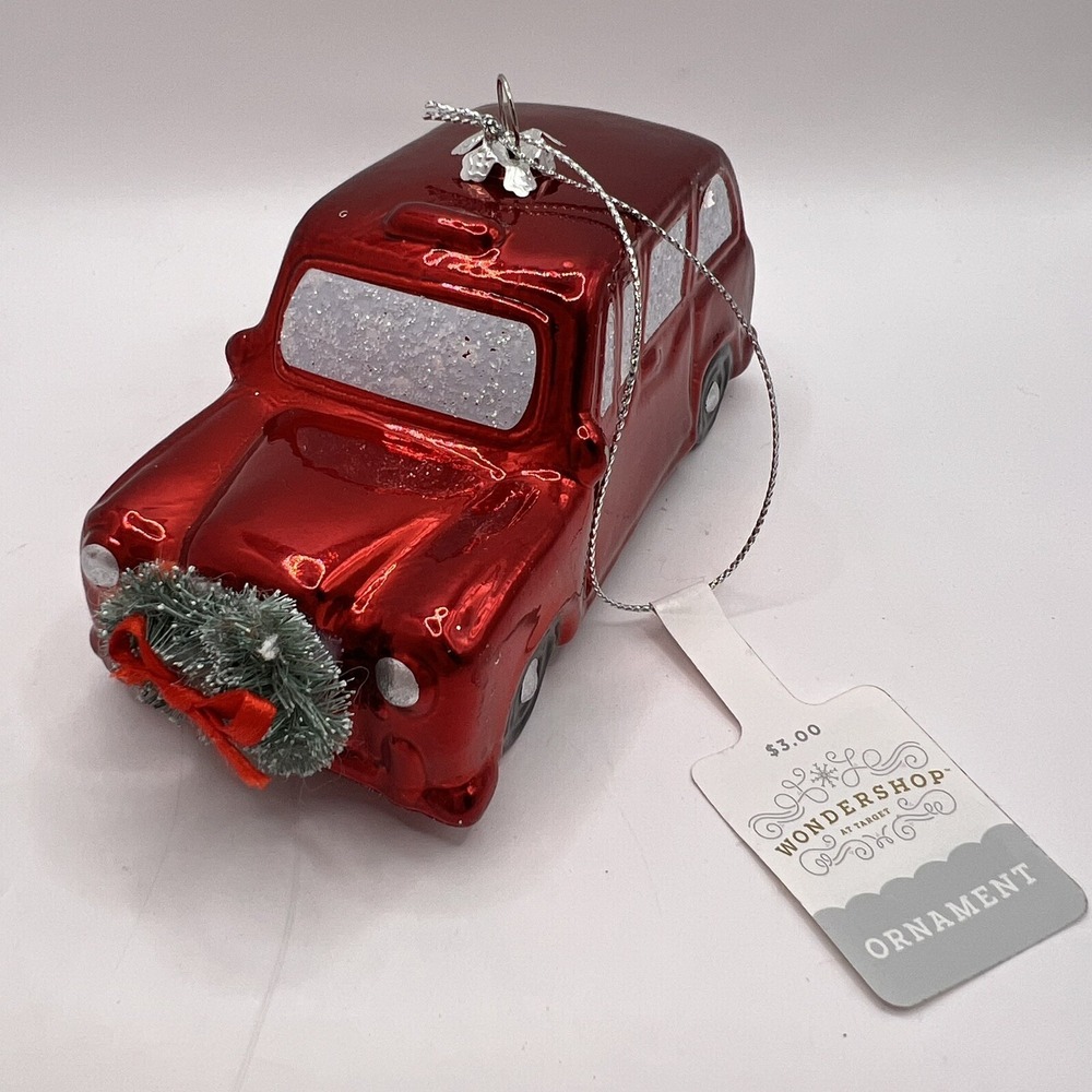 2023 Target Wondershop Vintage Red Car SUV w/Wreath Tree Christmas Ornament NEW